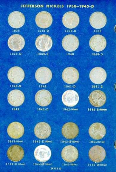 Very Nice Album of 71 Jefferson Nickels 1938-1964-D w/War Nickels