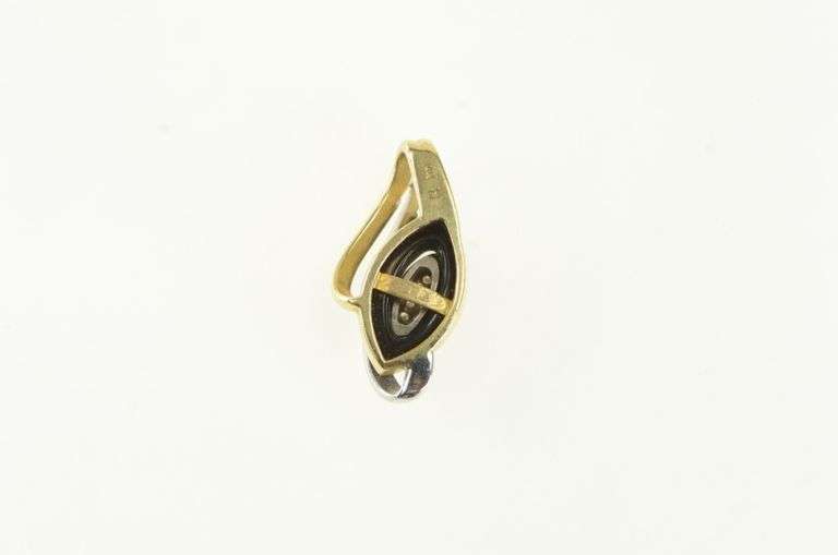14K Yellow Gold Black Onyx Diamond Two Tone Loop Charm/Pendant