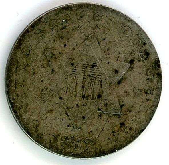 1852 Silver Three Cent Piece