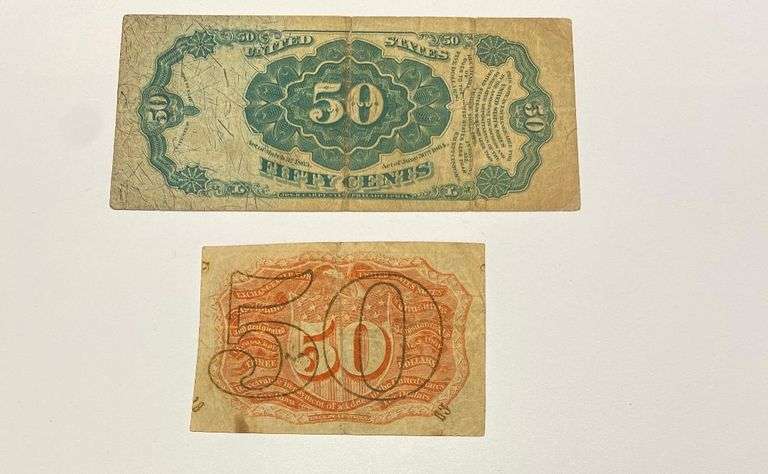 2 50 Cent Fractional Currency Notes