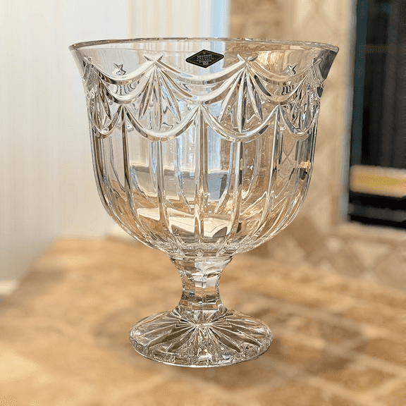 Large Shannon Clear Crystal Centerpiece Footed Bowl by Godinger