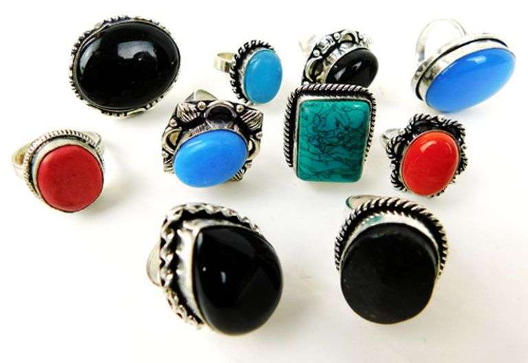 10 Costume Jewelry Gemstone Rings