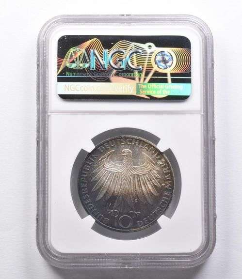 MS66 1972F Germany 10 Marks Munich Olympics NGC Beautifully Toned