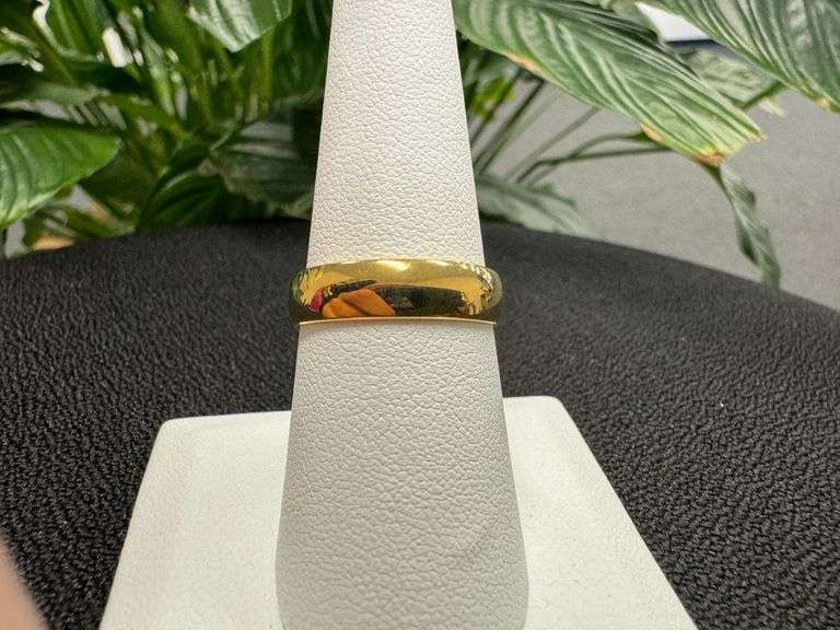 10k Yellow Solid Gold 5mm Domed Plain Men's Women's Wedding Band Size 13