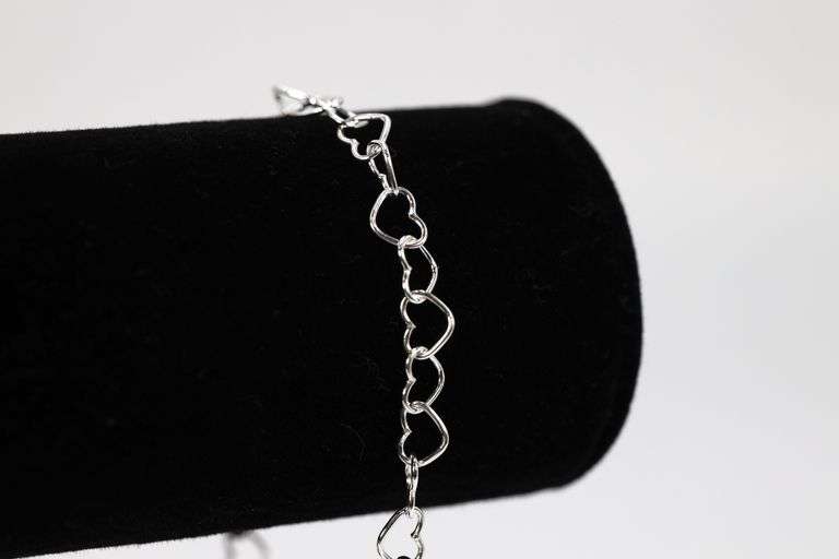 Sterling Silver Italian Love Heart Chain 5.3mm Solid 925 Italy Infinity Promise Bracelet Anklet 9"