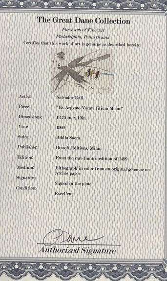 Highly Collectible and Rare Salvador Dali Original Llithograph from the  'Biblia Sacra' Suite