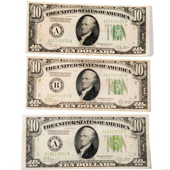 3 1928 B $10 Gold Redeemable FR Notes