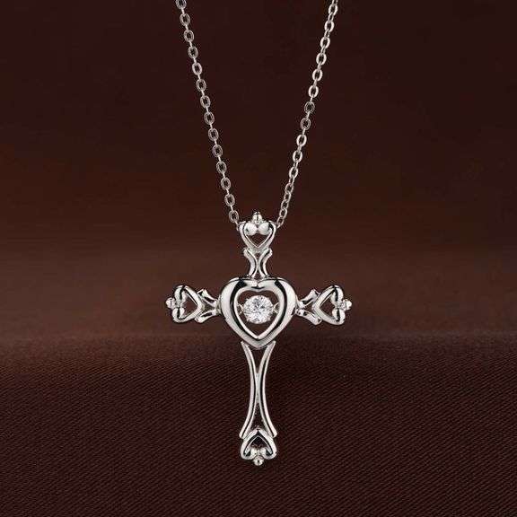 Beautiful center created dancing diamond pendant in silver