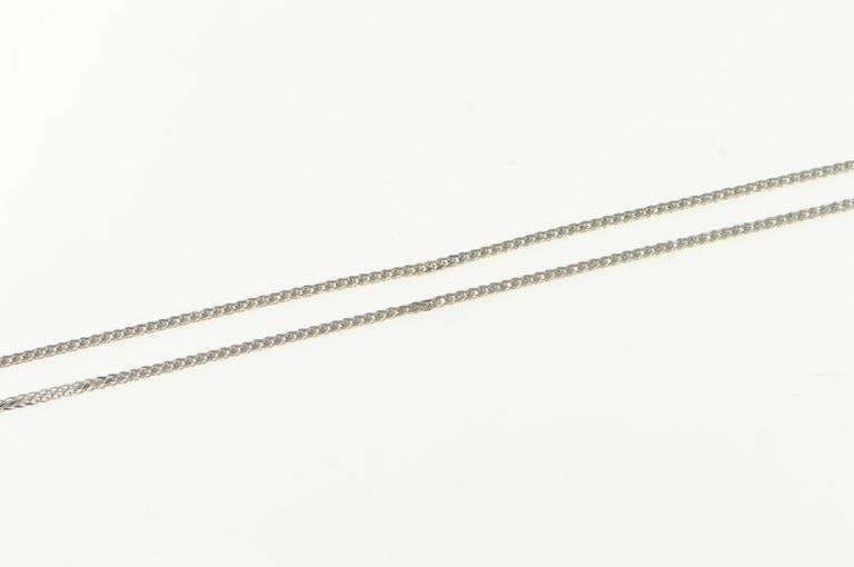 14K White Gold 0.7mm Squared Wheat Foxtail Link Chain Necklace