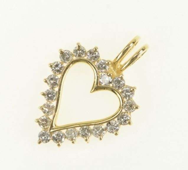 14K Yellow Gold 1.50 Ctw Diamond Heart Vintage Love Pendant