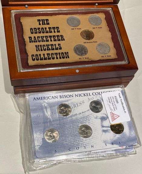 2 Obsolete Rackateer Nickel & 2 2005 American Bison Nickel Collections