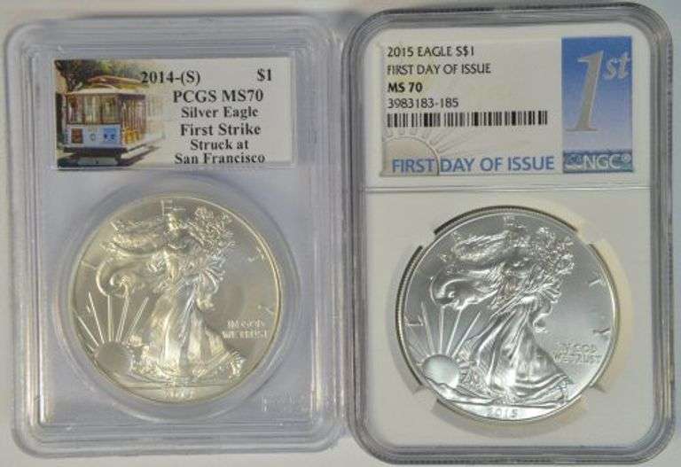 2014-(S) PCGS & 2015 NGC 1st Strike and 1st Day of Issue. MS70