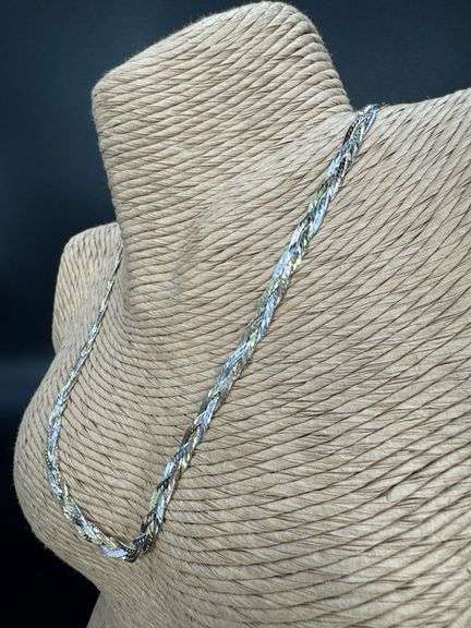 Sterling Silver Tri Colored Braided Herringbone Necklace 5mm 925 Italy Chain 16"