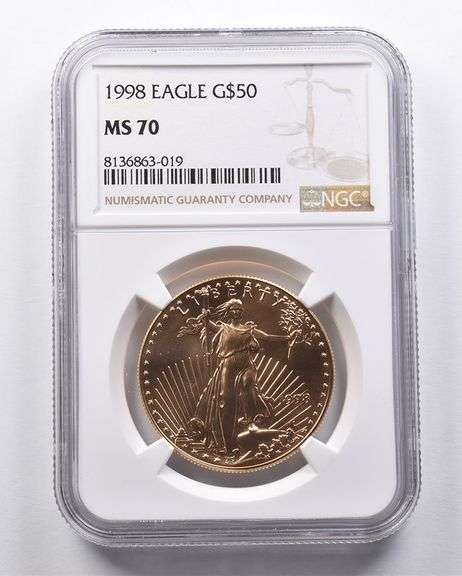 1998 $50 American Gold Eagle 1 Oz Gold MS70 NGC