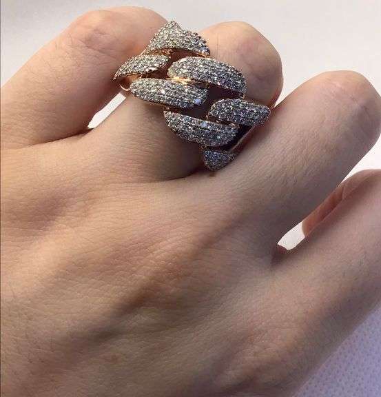 GORGEOUS 14K ROSE GOLD CUBAN LINK MEN’S DIAMOND RING