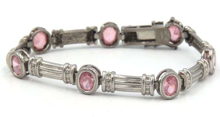 Vintage 925 sterling silver Pink topaz bracelet