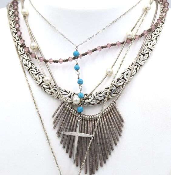 Group lot of vintage 925 sterling silver necklaces