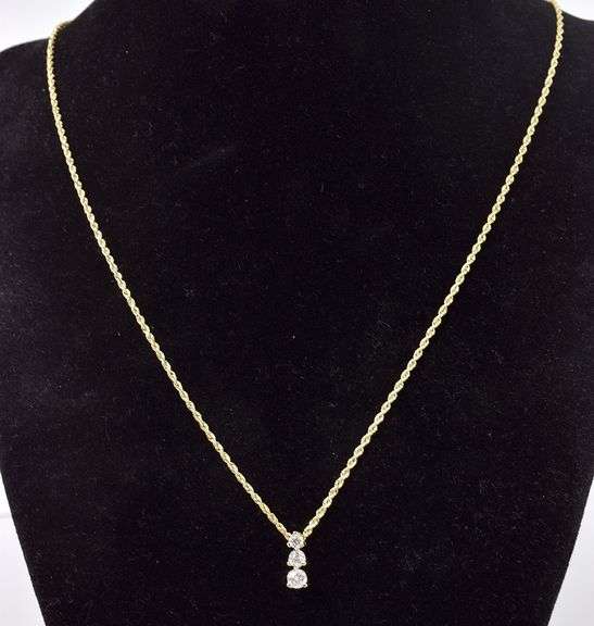 Dazzling 14K Yellow Gold  Pendant Necklace with Diamond Gemstones