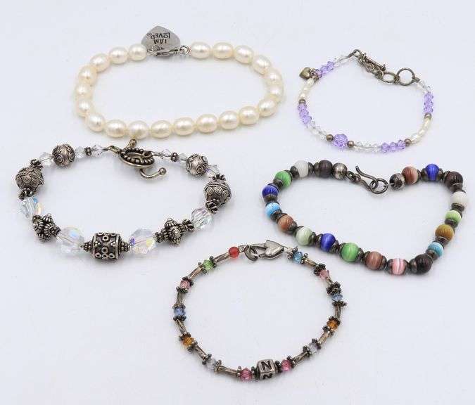 Group lot of vintage 925 sterling silver bracelets