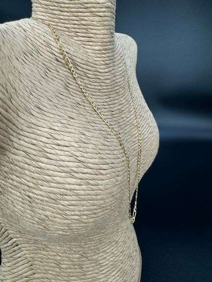 10k Yellow Gold-Hollow Figaro Link Chain 2.6mm 060 Gauge Necklace 24"