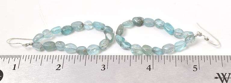 Elegant Sterling Silver Blue Gemstone Dangle Earrings