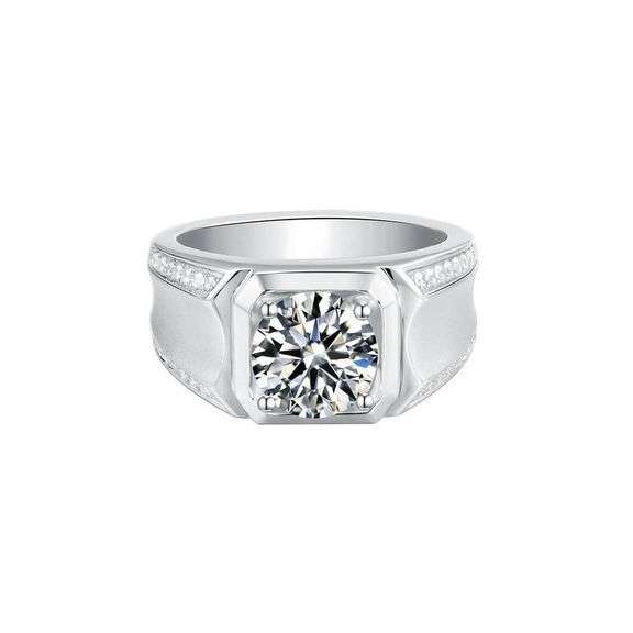 Men's Large 3 Ct VVs1 Lab Simulated Diamond Ring