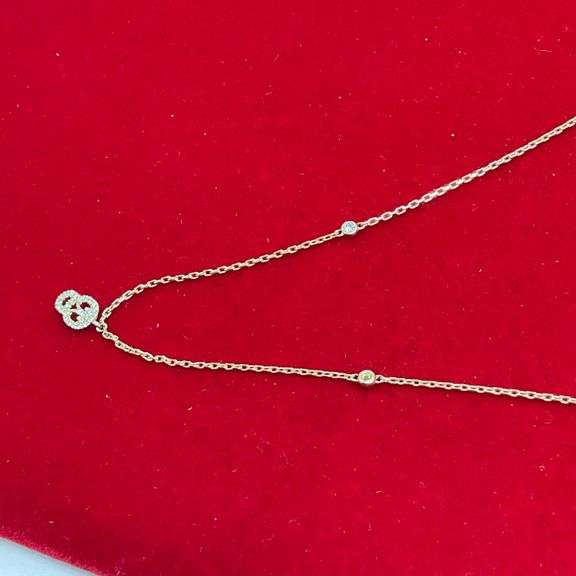 BRAND NEW 14K YELLOW GOLD STATION NECKLACE WITH DIAMOND PENDANT