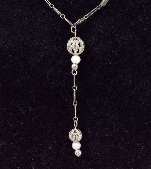 Perfect Sterling Silver Pearl Festoon Necklace