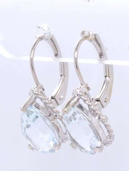 10kt White gold 2.40ctw Aquamarine earrings