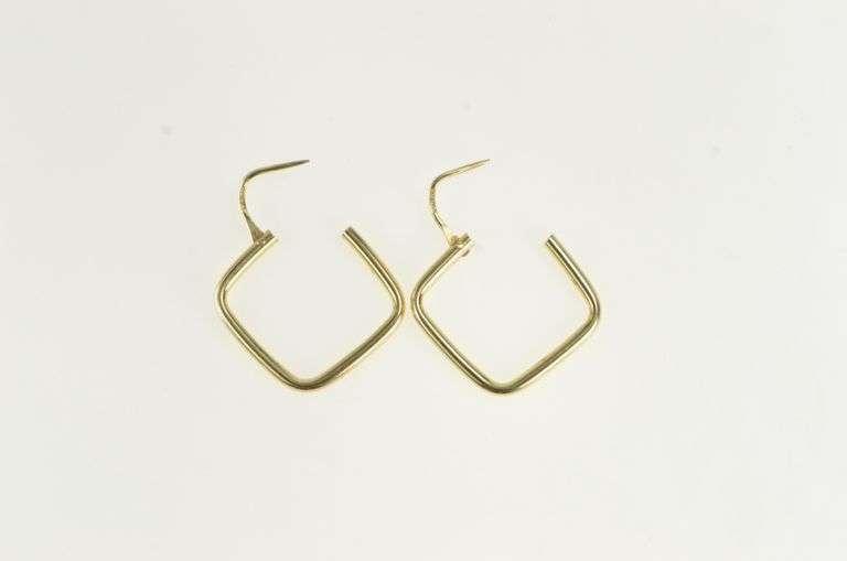 14K Yellow Gold 25mm Square Vintage Fashion Hoop Earrings