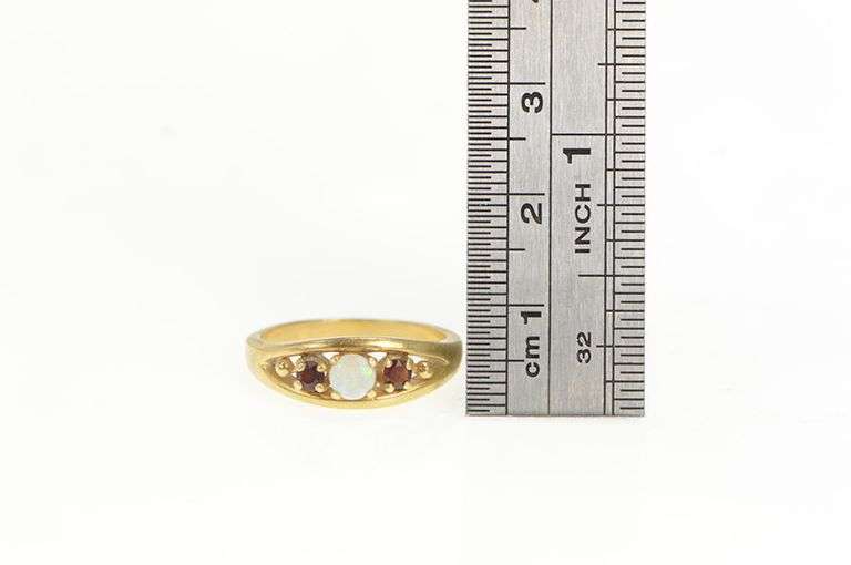 14K Yellow Gold Garnet Opal Vintage Statement Ring