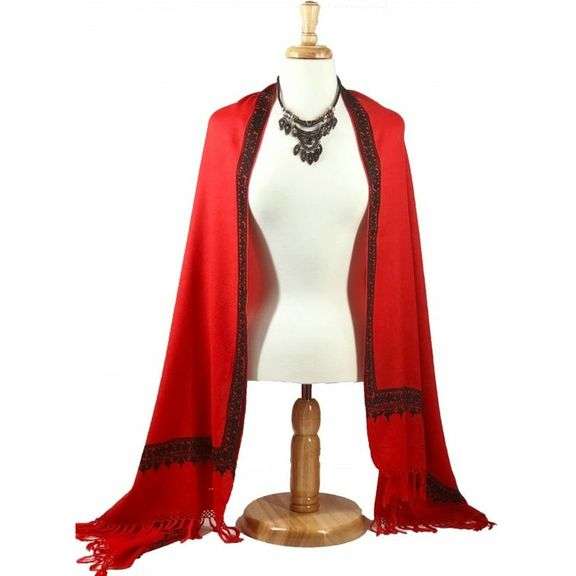 Handmade Ruby Embroidered Wrap