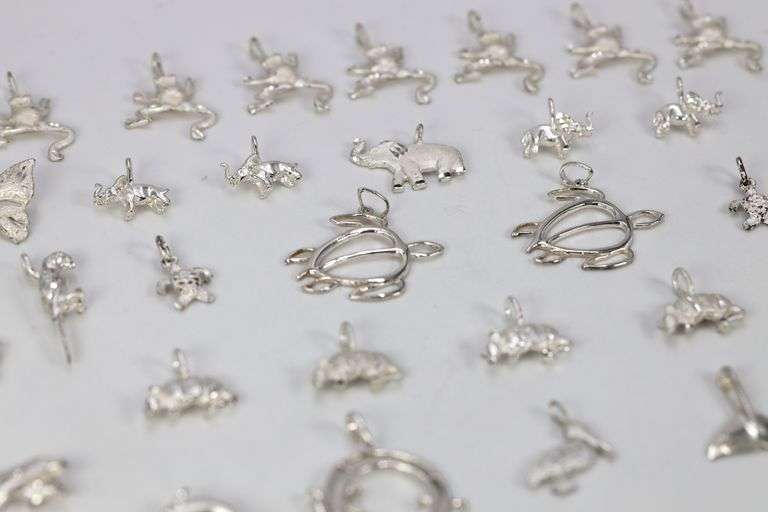 Sterling Silver Vintage Animal Pendant Assortment Various Sizes & Styles (34 Pendant Lot)