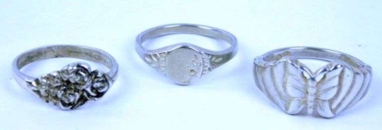 3 Vintage Sterling Silver Rings