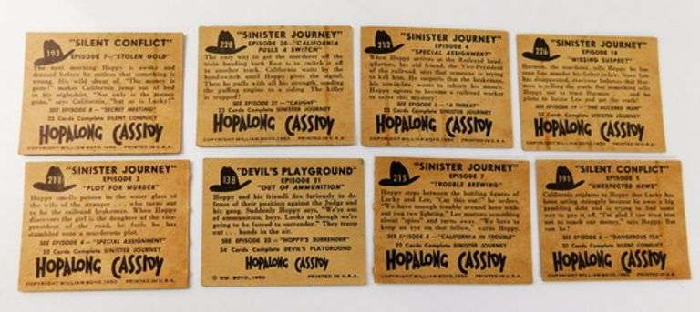 8 Hopalong Cassidy 1950 Movie Trade Cards