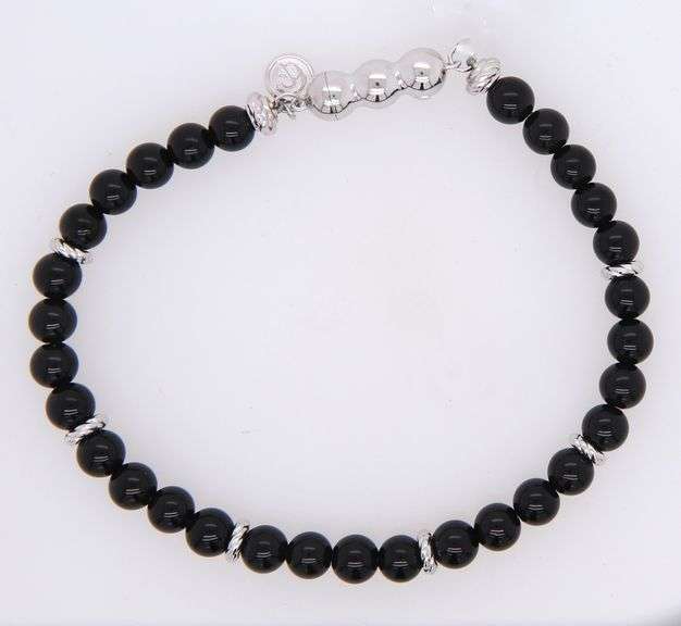 Gabriel & Co 6mm black onyx beaded bracelet
