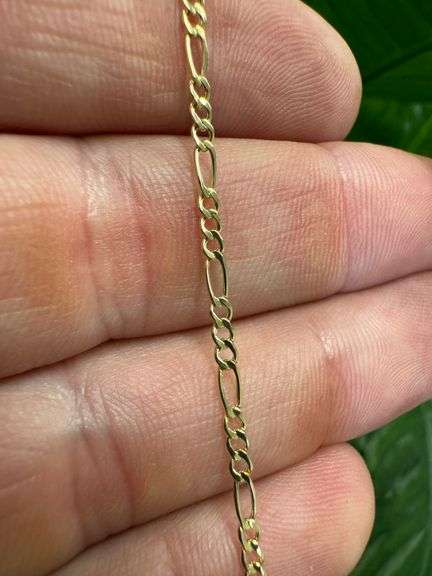 10k Yellow Gold-Hollow Figaro Link Chain 1.9mm 050 Gauge Necklace 22"