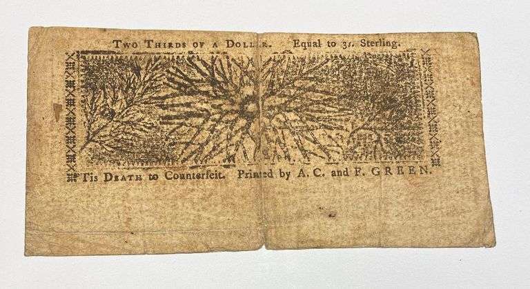 1774 Maryland 2/3 of a Dollar Colonial Note
