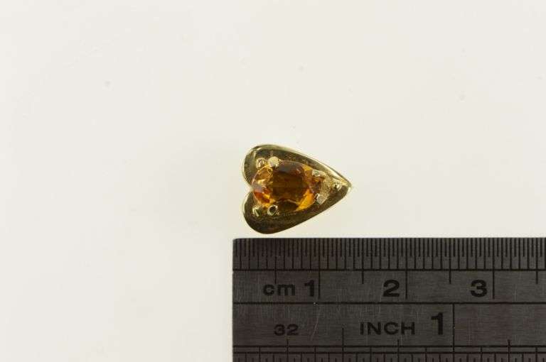 14K Yellow Gold Victorian Inspired Citrine Slide Bracelet Charm