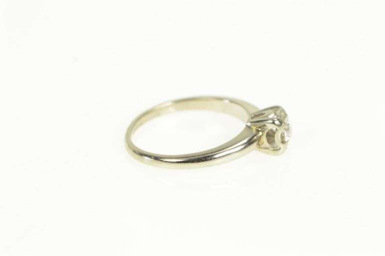 14K White Gold 1950's 0.15 Ct Diamond Solitaire Engagement Ring