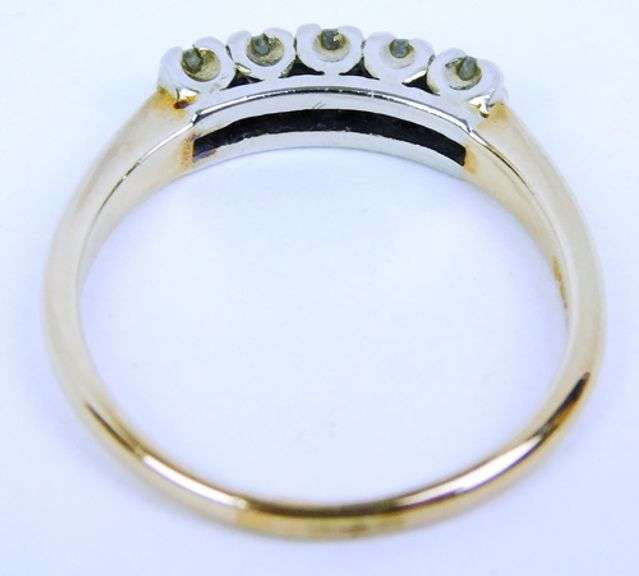 Vintage 14K Gold 5 Diamond Ring, Size 6.5
