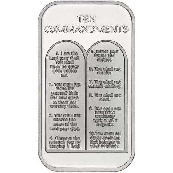 10 Commandments 1 Ounce Silver Bar In Capsule