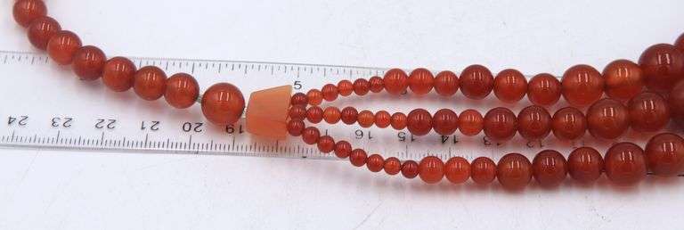 Coral bib strand beaded necklace