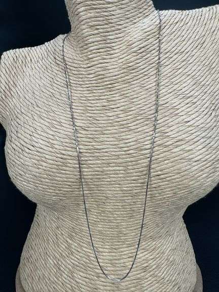 14k White Gold Solid Box Link Chain 0.7mm Necklace 24"