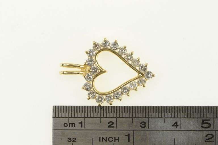 14K Yellow Gold 1.50 Ctw Diamond Heart Vintage Love Pendant