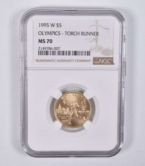MS70 1995-W $5 Olympic Torch Runner Gold Commemorative NGC