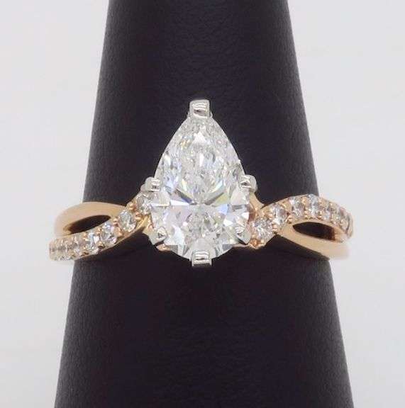 Certified 1.31CTW Pear Diamond Engagement Ring
