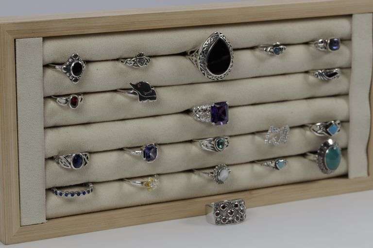Sterling Silver Curated Ring Assortment Various Sizes & Styles (20 Ring Lot)