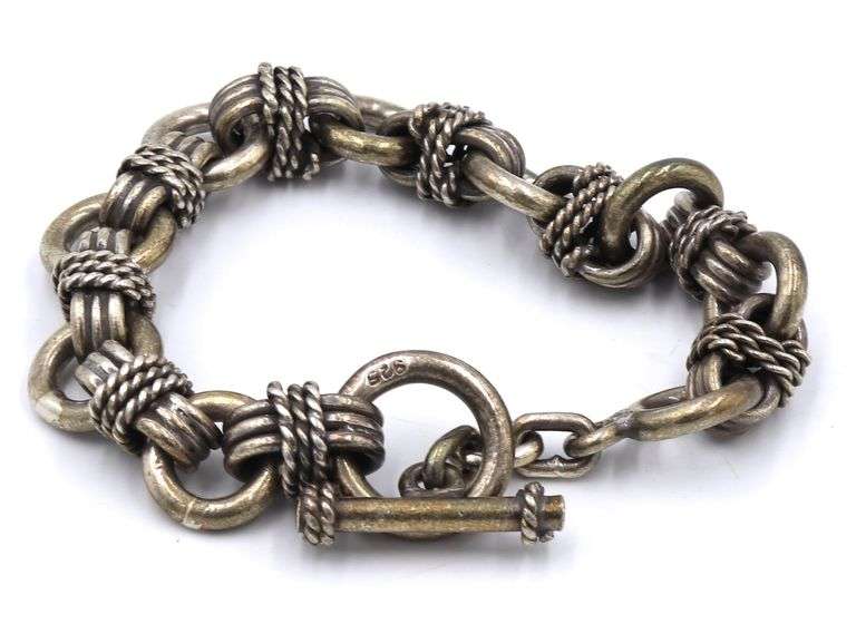 Heavy set of Vintage 925 sterling silver circle link necklace and matching bracelet