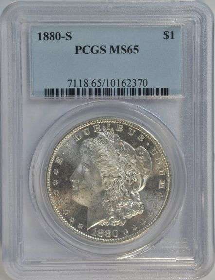 Super blazing Gem BU 1880-S Morgan Silver Dollar. PCGS MS65
